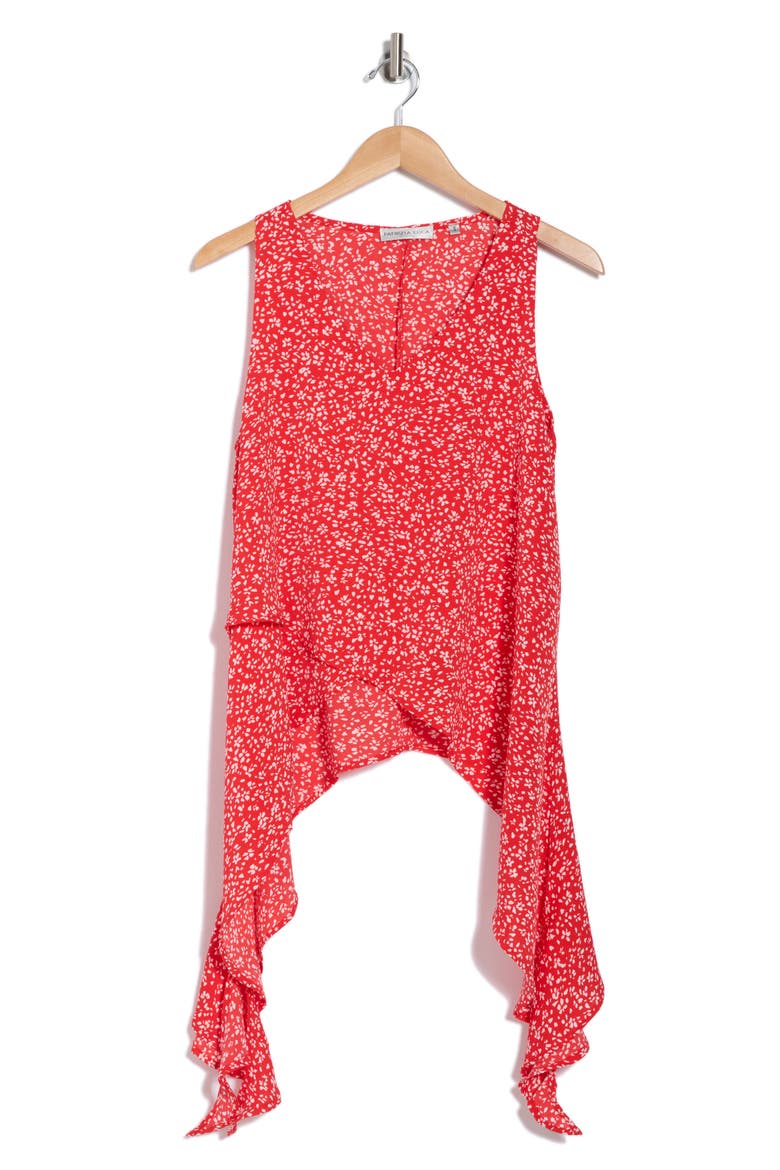Printed Wrap Top, Alternate, color, RED