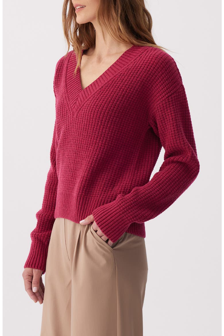 Verdun V-Neck Sweater, Alternate, color, GARNET HEATHER