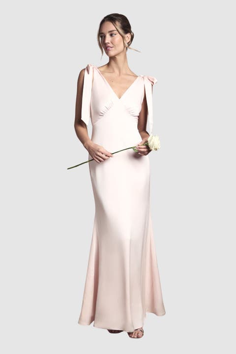 V-Neck Crepe Maxi Dress