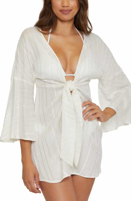 Radiance Metallic Stripe Long Sleeve Cover-Up Tunic