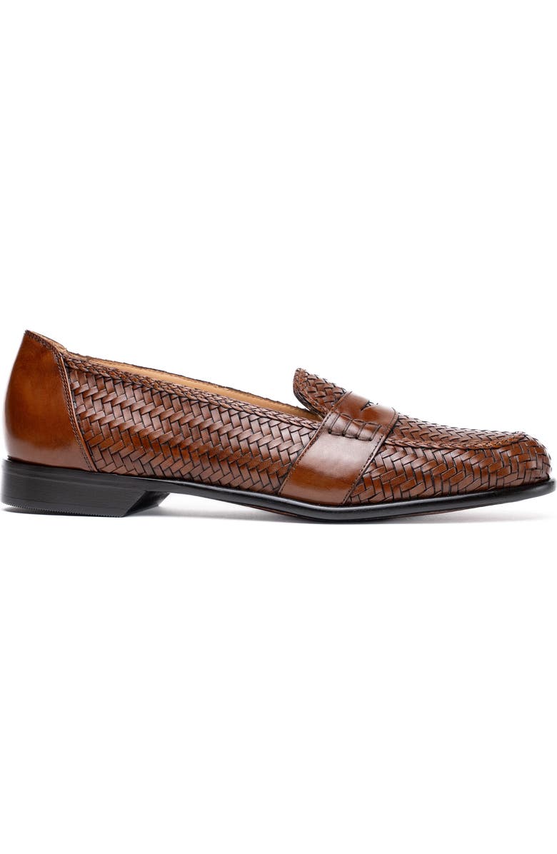 Zelli Italia Nicola Woven Penny Loafer, Main, color, Cognac