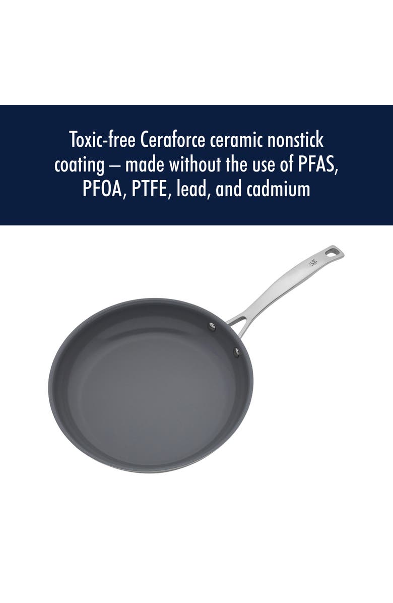HENCKELS CUTLERY Clad H3 Two-Piece Ceramic Frying Pan & Lid, Alternate, color, Silver