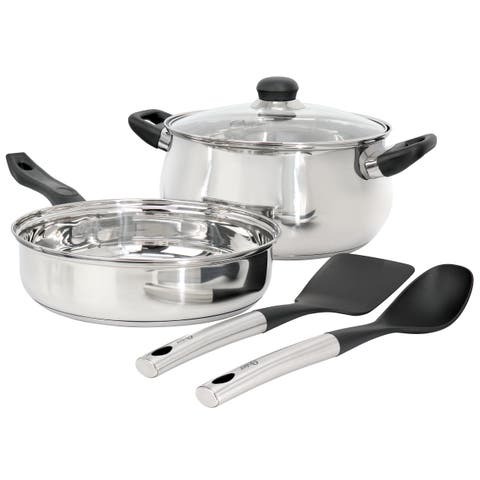 Rametto 5 Piece Belly Shaped Stainless Steel Cookware Set