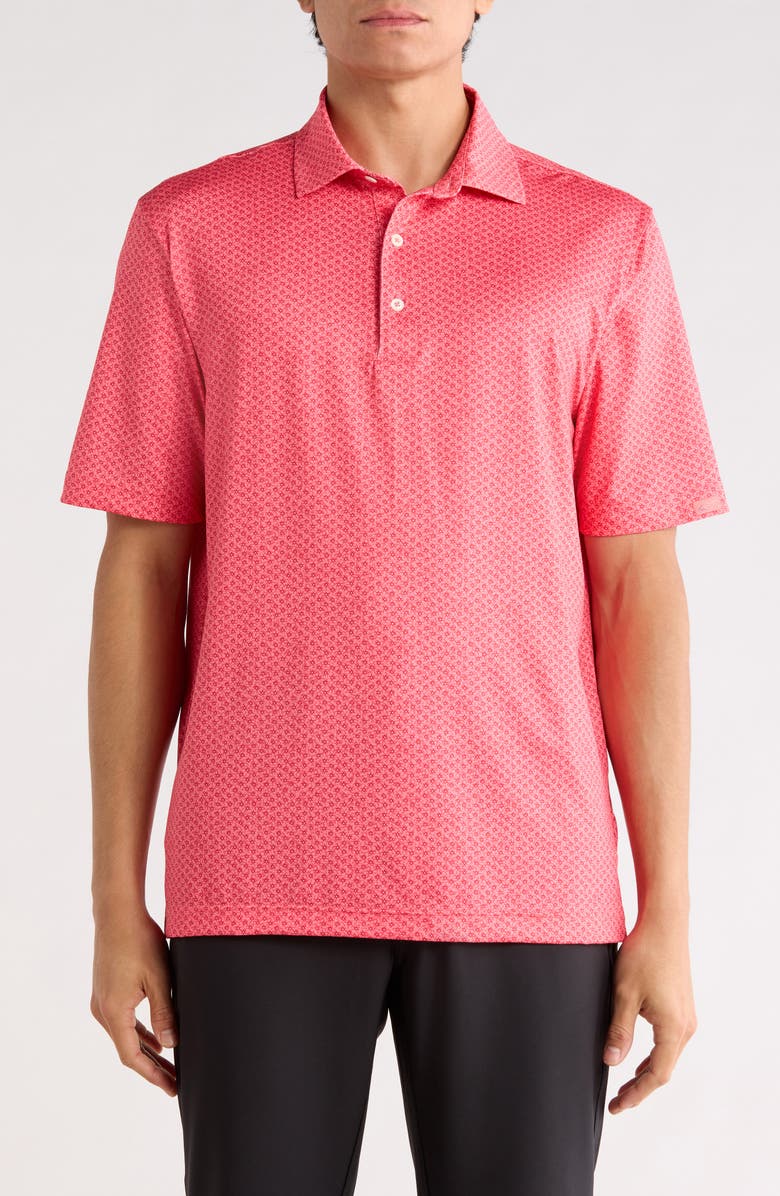 Greg Norman Coral Cove Print Knit Polo, Main, color, Calypso Coral