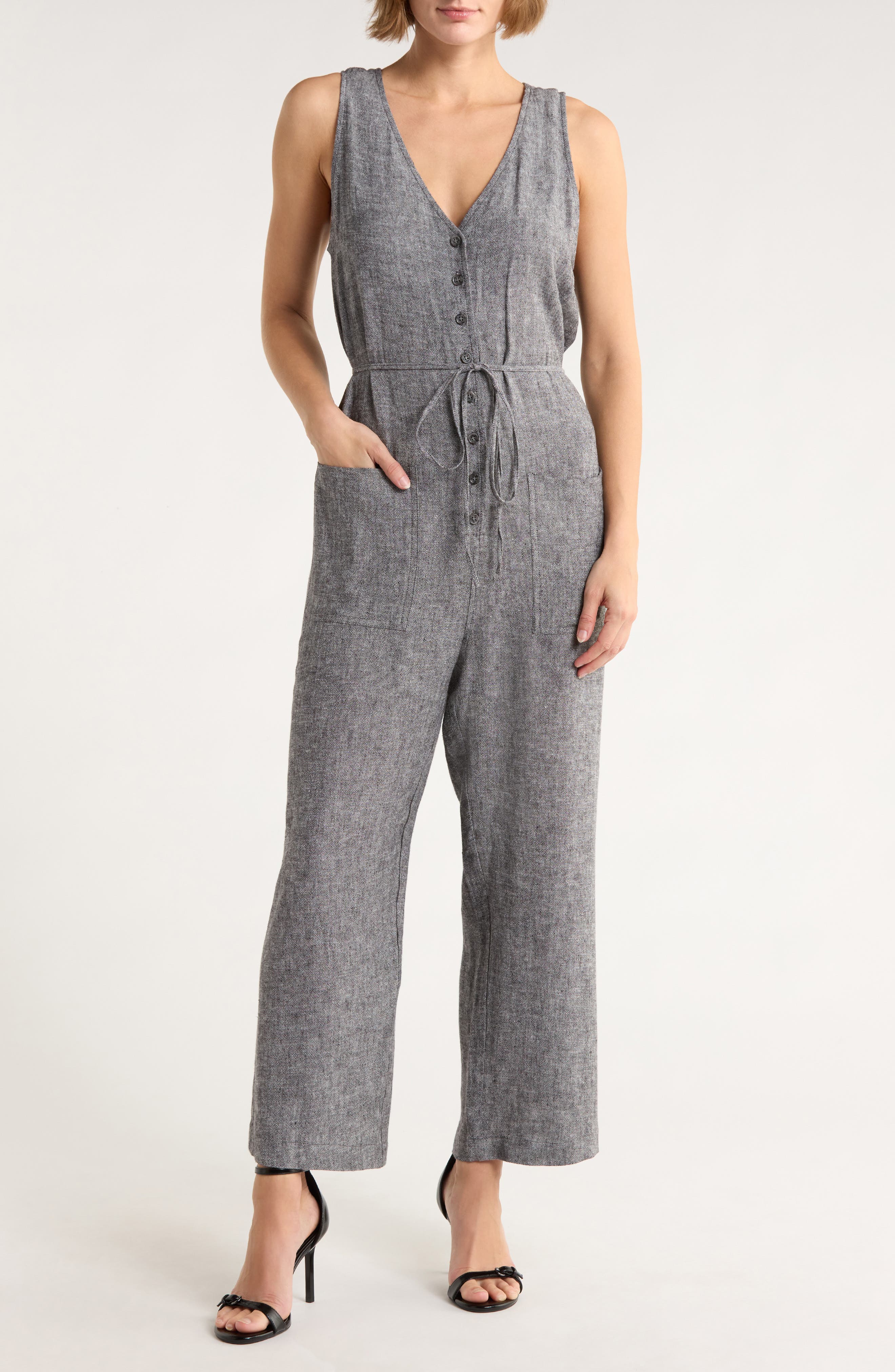 matty m. Linen Blend Jumpsuit