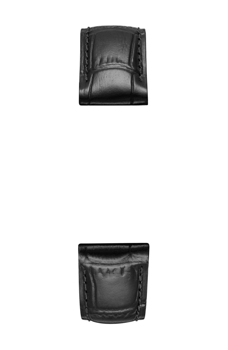 MICHELE Croc Embossed Leather Watchband, 16mm, Alternate, color, Black