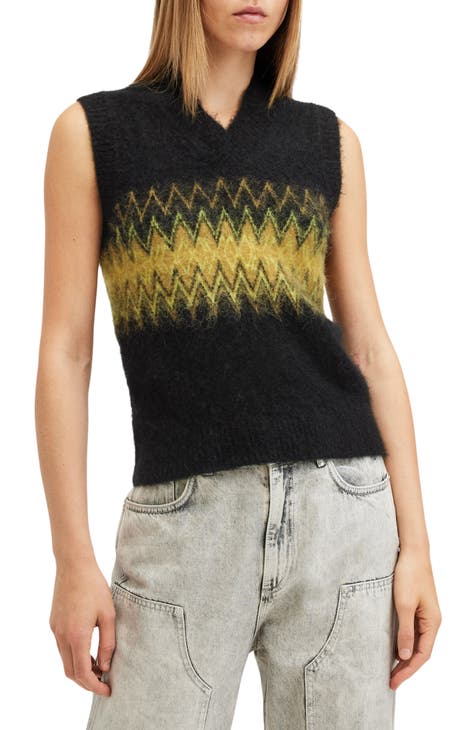 S-Double Script Stack Sweater Vest (BLACK) main image 1