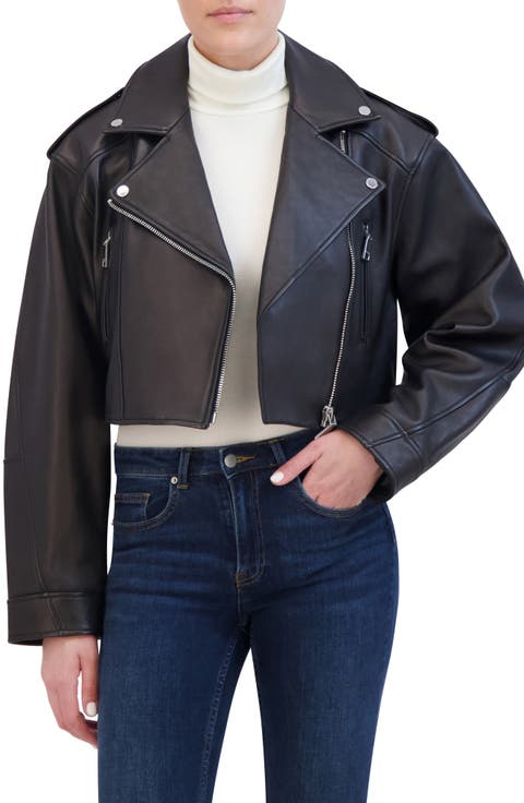 Oversize Crop Leather Jacket