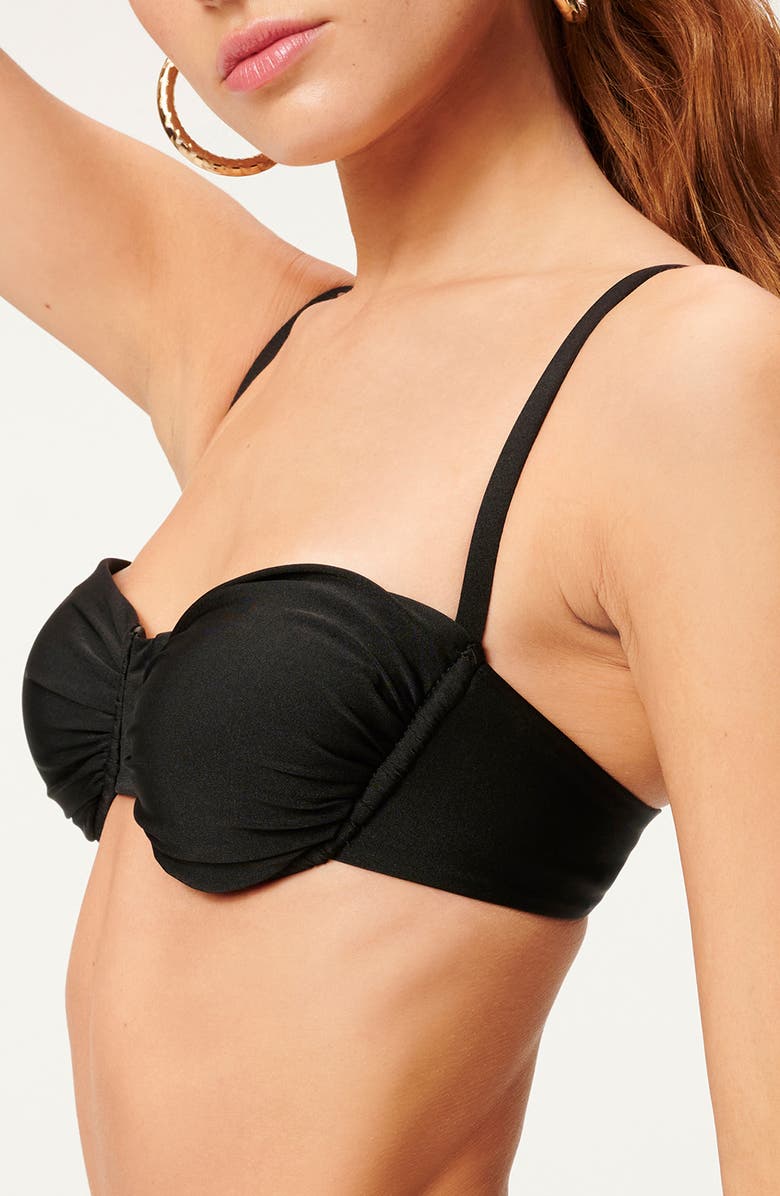 Good American Shiny Ruched Demi Underwire Bikini Top, Alternate, color, 