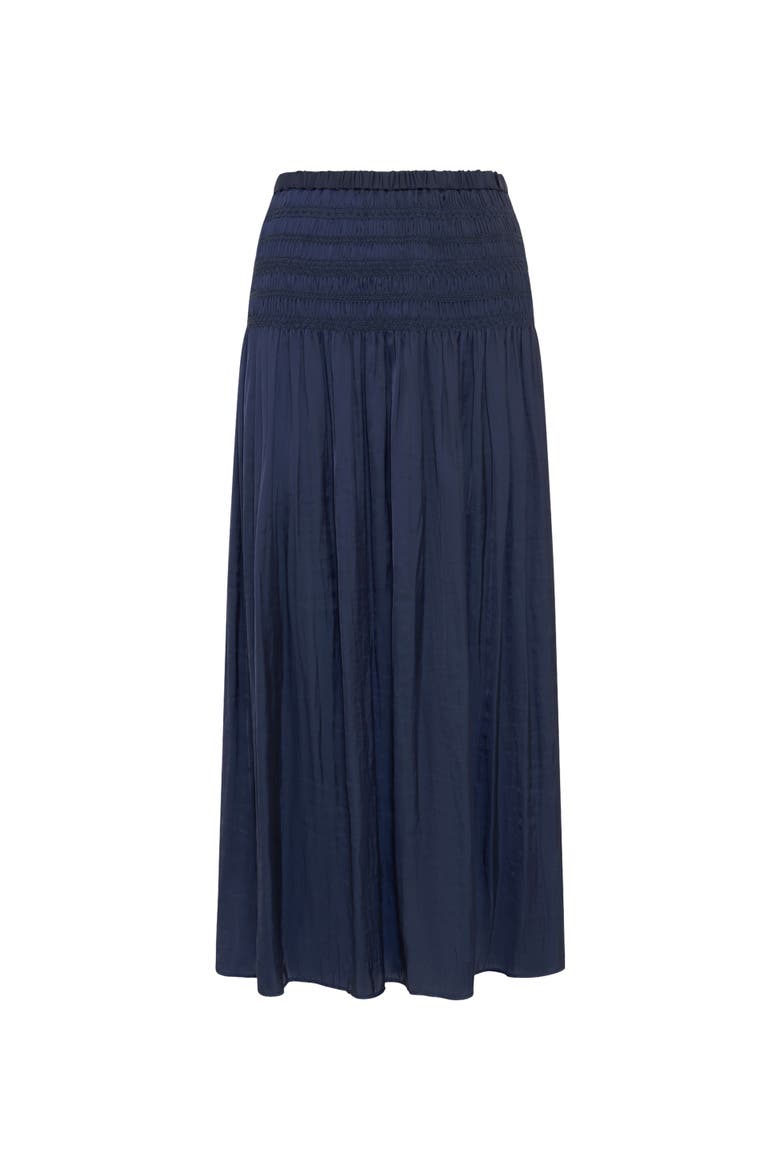 Jolie Pleated Midi Skirt, Alternate, color, Navy Blue