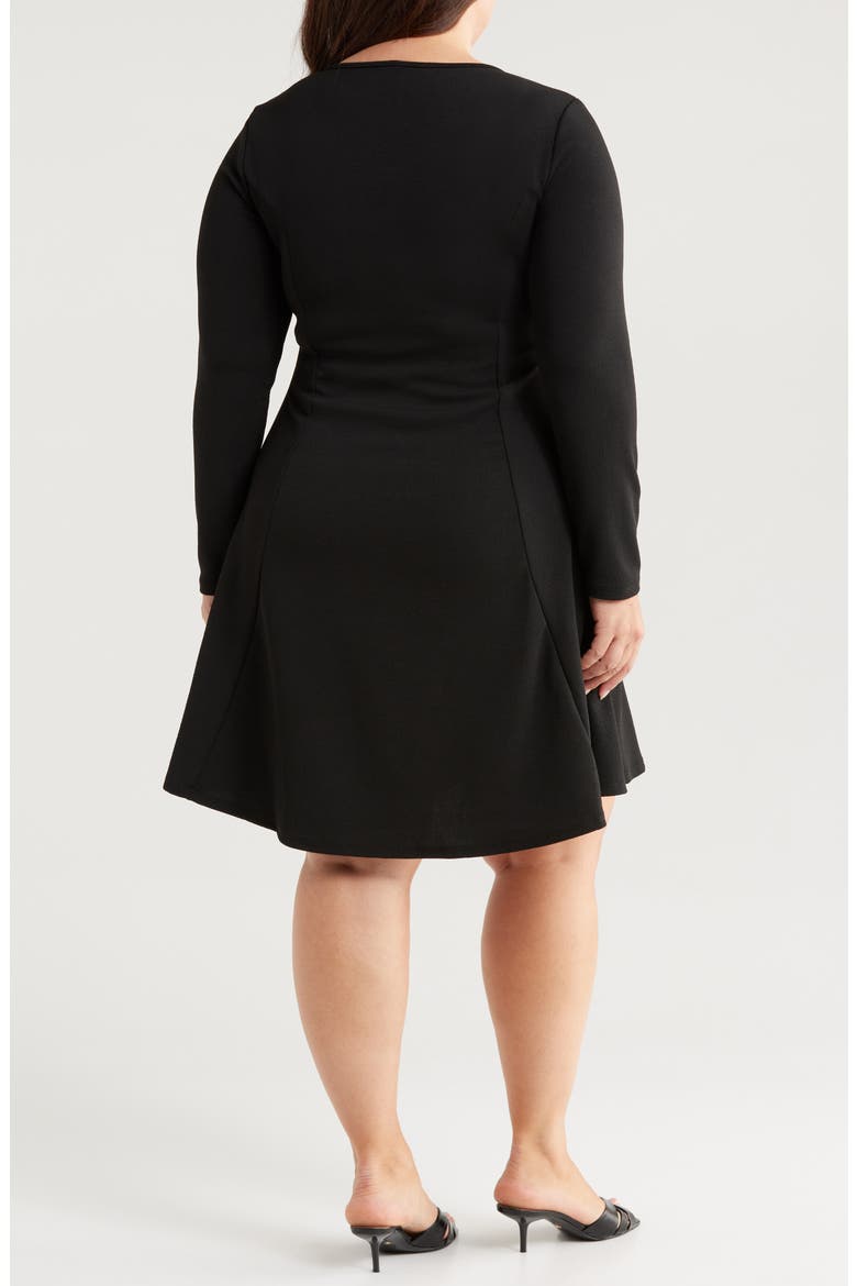 Long Sleeve A-Line Dress, Alternate, color, BLACK