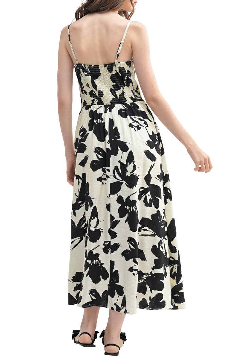 Lush Floral Tie Keyhole A-Line Midi Dress, Alternate, color, 
