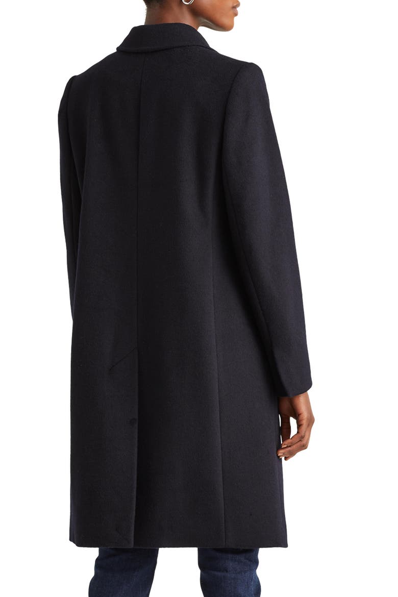 Crest Patch Wool Blend Coat, Alternate, color, REGAL NAVY