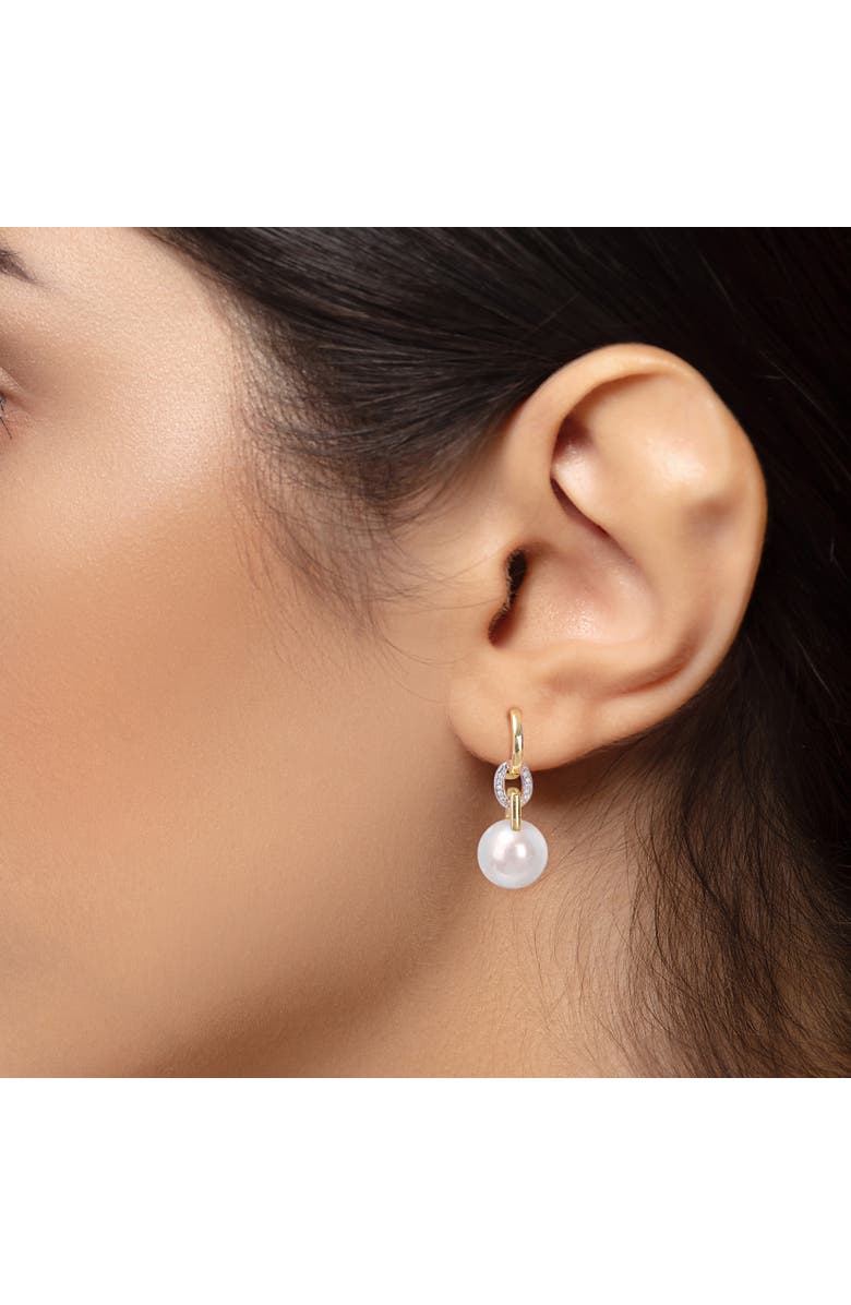 Julianna B. Pearl & Diamond Link Huggie Earrings 14k, Alternate, color,