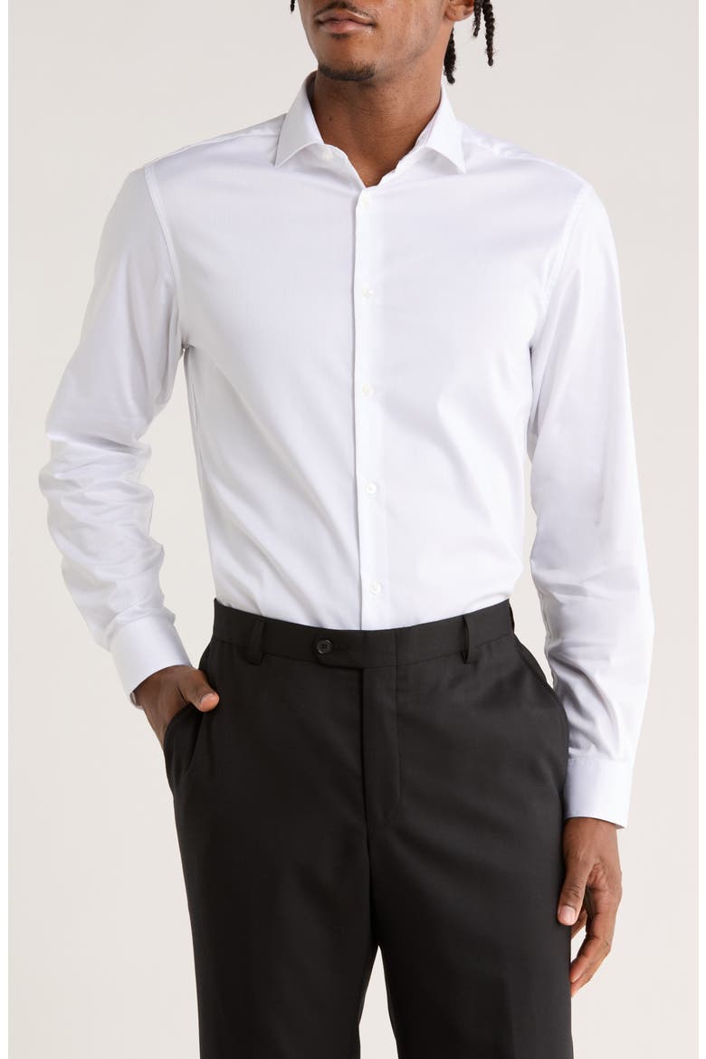 Slim Fit All-Season Stretch Dress Shirt, Main, color, WHITE