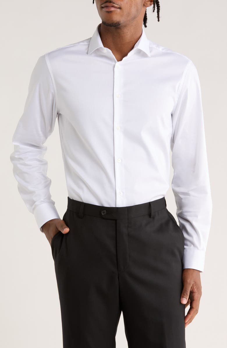 Calvin Klein Slim Fit All-Season Stretch Dress Shirt, Main, color, White