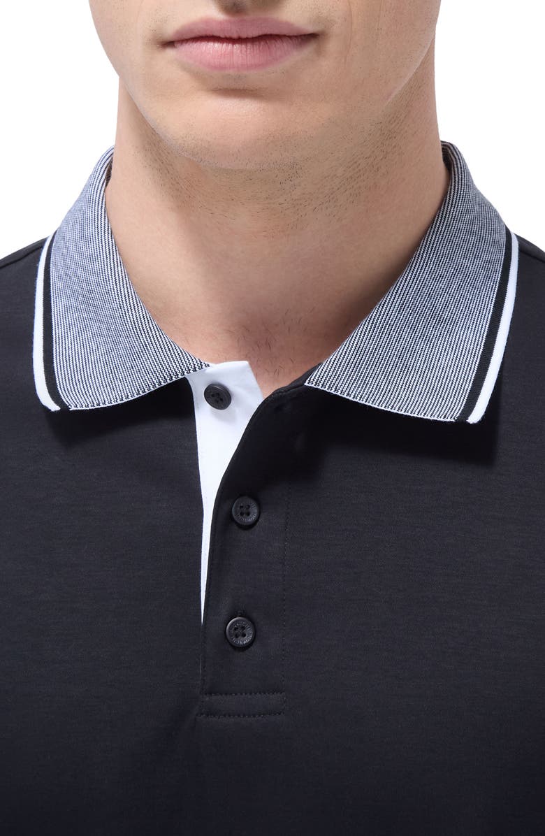 Bugatchi Tipped Pima Cotton Piqué Polo, Alternate, color, Black