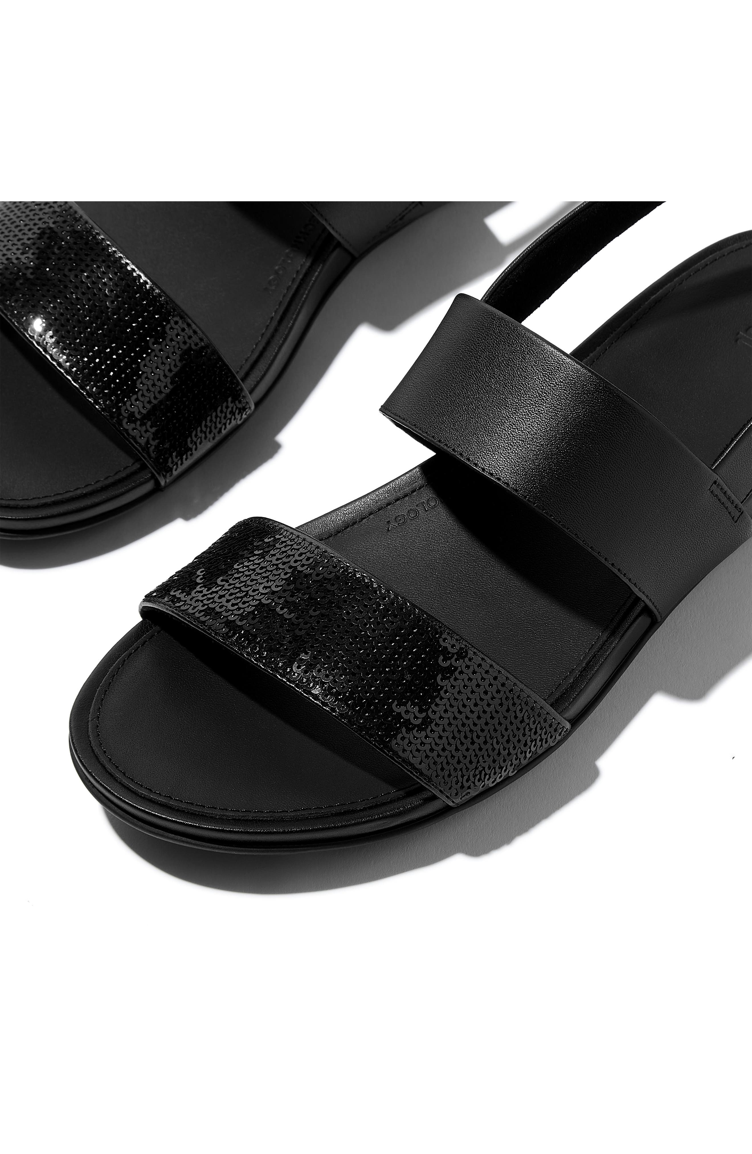 FitFlop Gracie Sequins Slingback Sandal, Alternate, color, Black