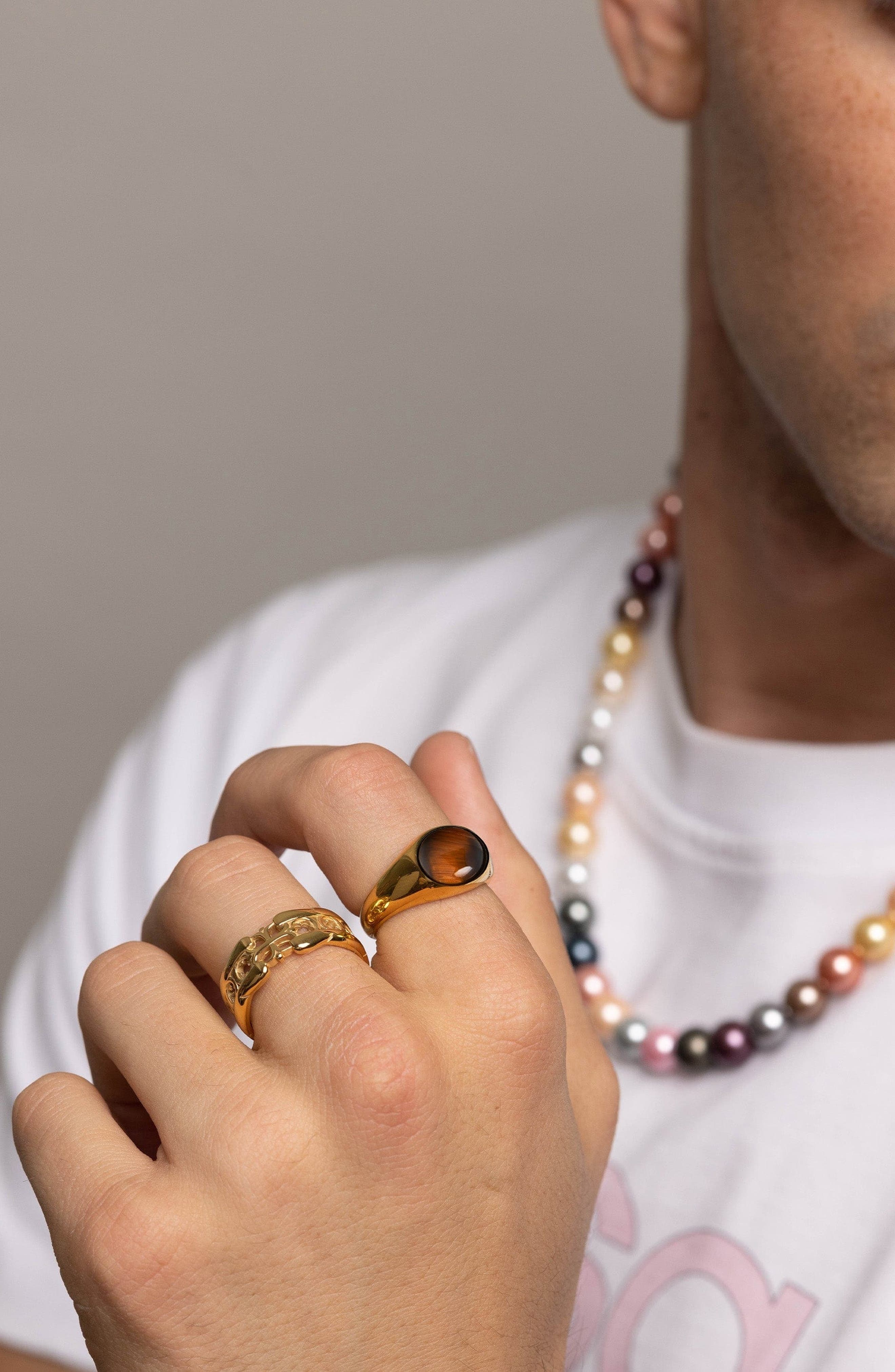Nialaya Oval Signet Ring With Tiger Eye (Men) | Nordstrom