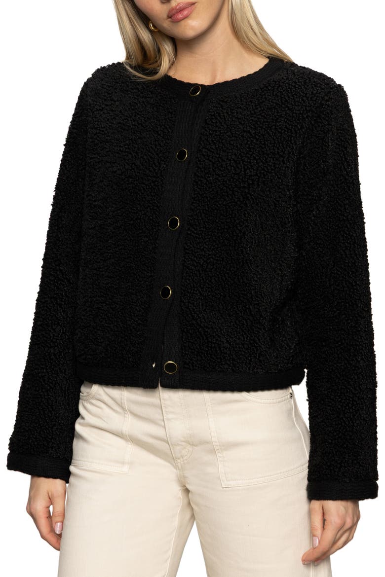 Cozy Textured Cardigan, Alternate, color, BLACK