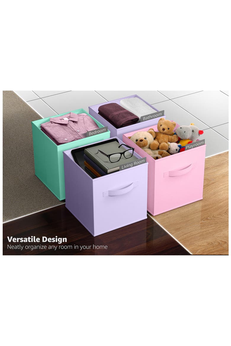 8-Piece Foldable Cube Bins, Alternate, color, PASTEL PINK PURPLE TEAL