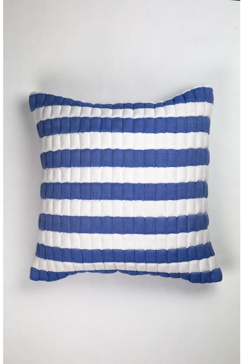 Quilted Sujani Striped Throw Pillow, Main, color, Blue