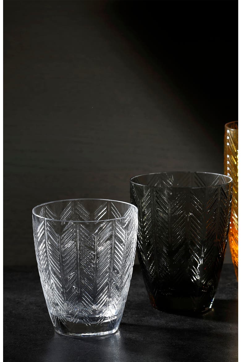 Water Glass ZIG ZAG Set of 6  Transparent 11.8 oz, diam. 3.3", H 4", Alternate, color, No color