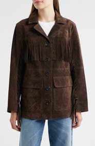 Sam Edelman Fringe Lambskin Suede Jacket