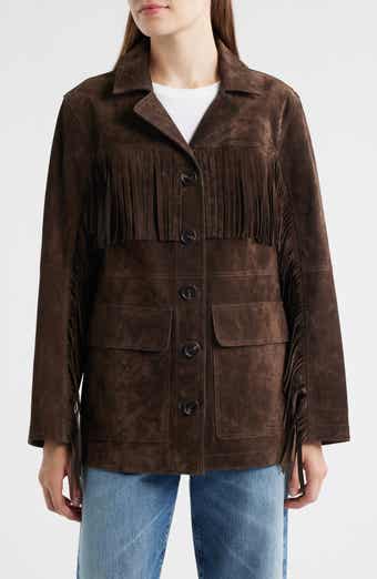 Sam Edelman Fringe Lambskin Suede Jacket
