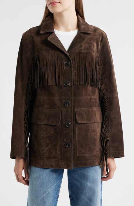 Sam Edelman Fringe Lambskin Suede Jacket