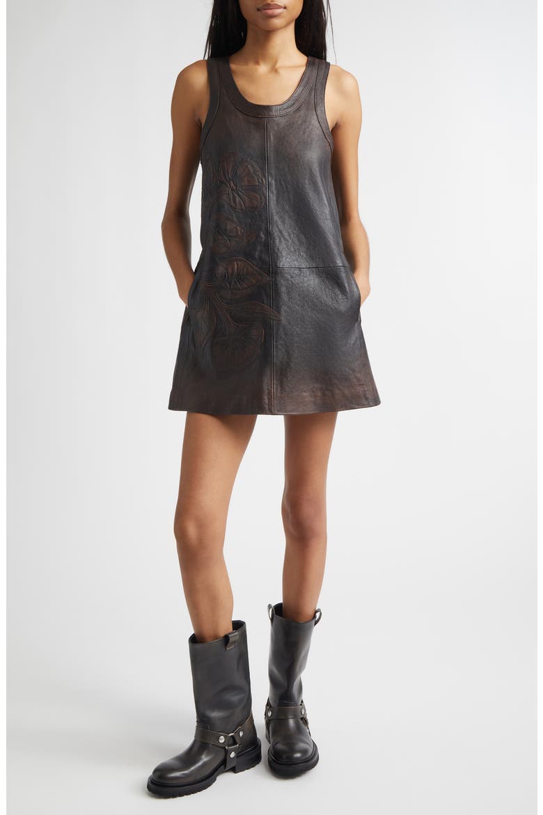 Journey Patsy Appliqué Leather Minidress, Main, color, PORT ROYALE