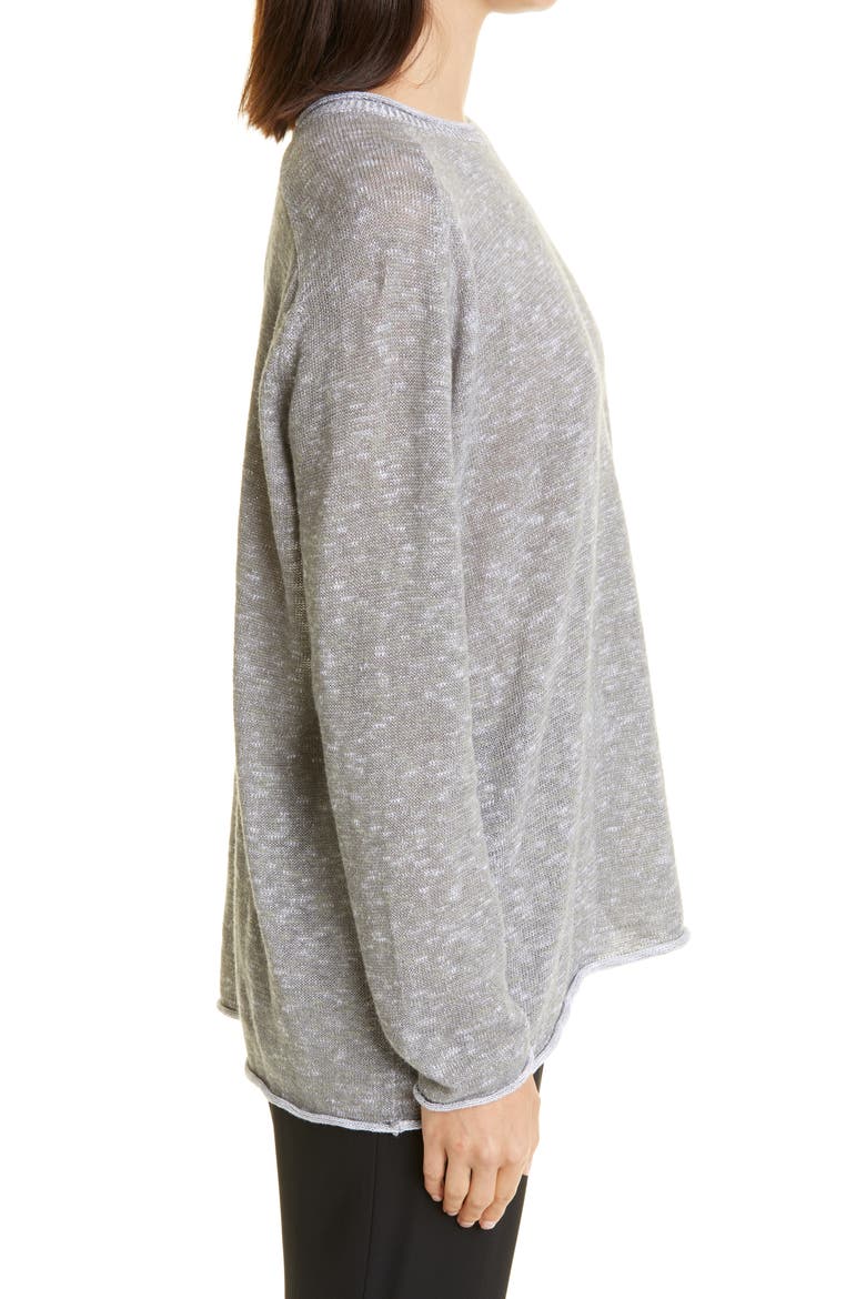 Organic Linen & Organic Cotton Saddle Shoulder Sweater, Alternate, color, SMOKE