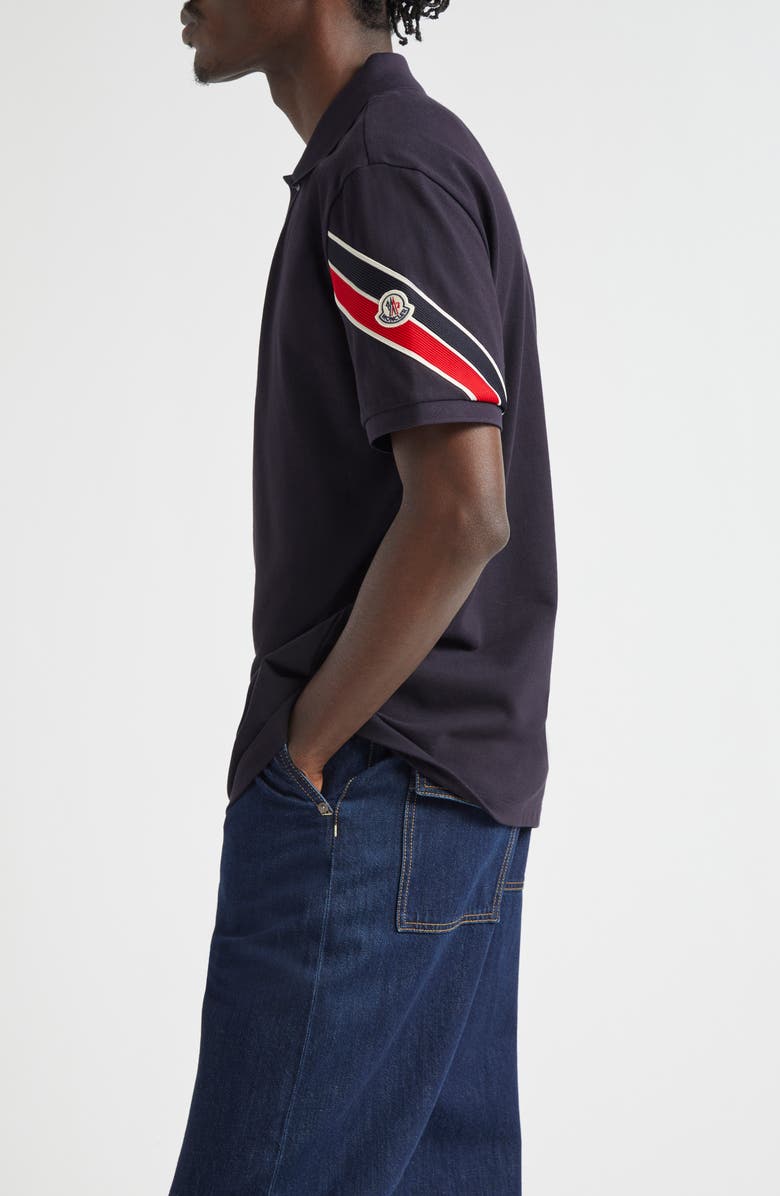 Moncler Stripe Logo Cotton Polo, Alternate, color,