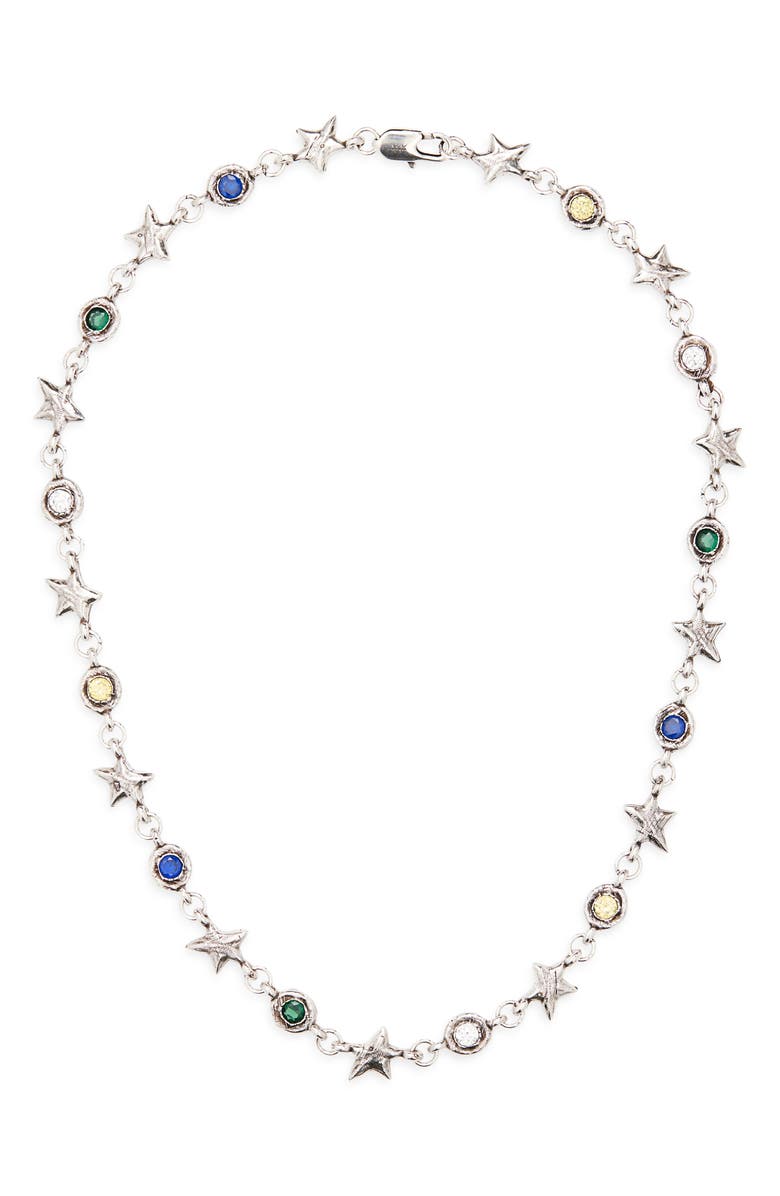 TWOJEYS Squadra Multicolor Stones & Stars Chain Link Necklace, Main, color, Silver