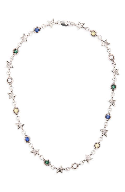 Squadra Multicolor Stones & Stars Chain Link Necklace