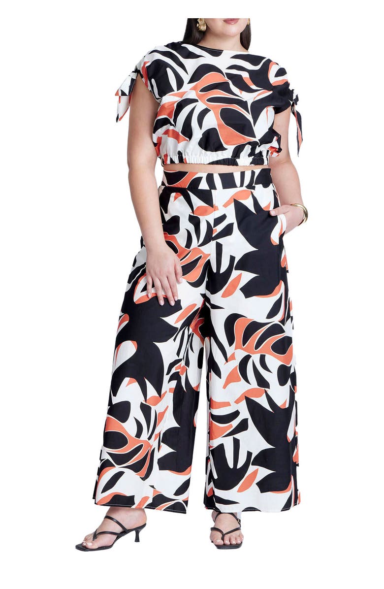 ELOQUII Wide Leg Printed Pant, Main, color, Tiger Fauna