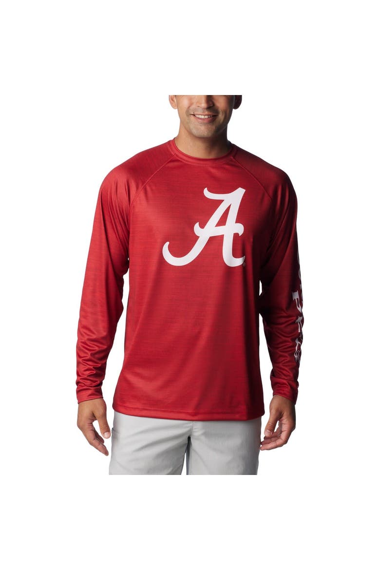 Men's Columbia  Crimson Alabama Crimson Tide PFG Terminal Tackle Omni-Shade Raglan Long Sleeve T-Shirt, Alternate, color, Crimson