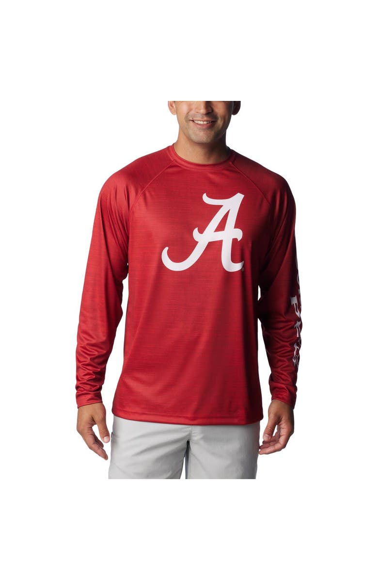 Columbia Men's Columbia  Crimson Alabama Crimson Tide PFG Terminal Tackle Omni-Shade Raglan Long Sleeve T-Shirt, Main, color, Crimson