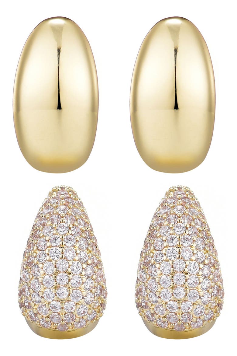 Set of 2 Drop Earrings, Alternate, color, GOLD