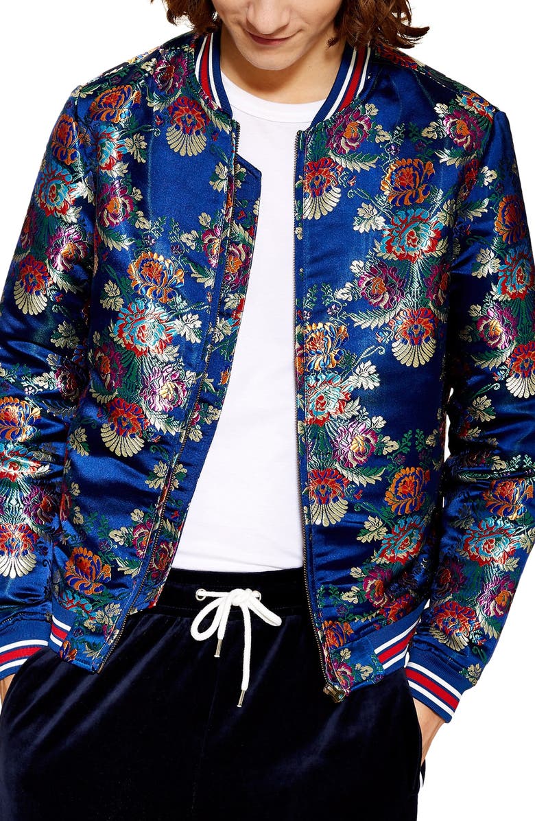 Topman Chandler Classic Bomber Jacket, Main, color, 