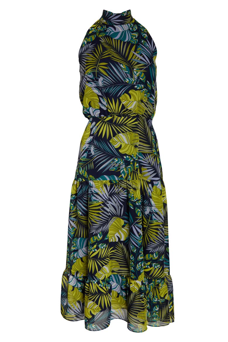 Tropics Chiffon Midi Dress, Alternate, color, GREEN MULTI
