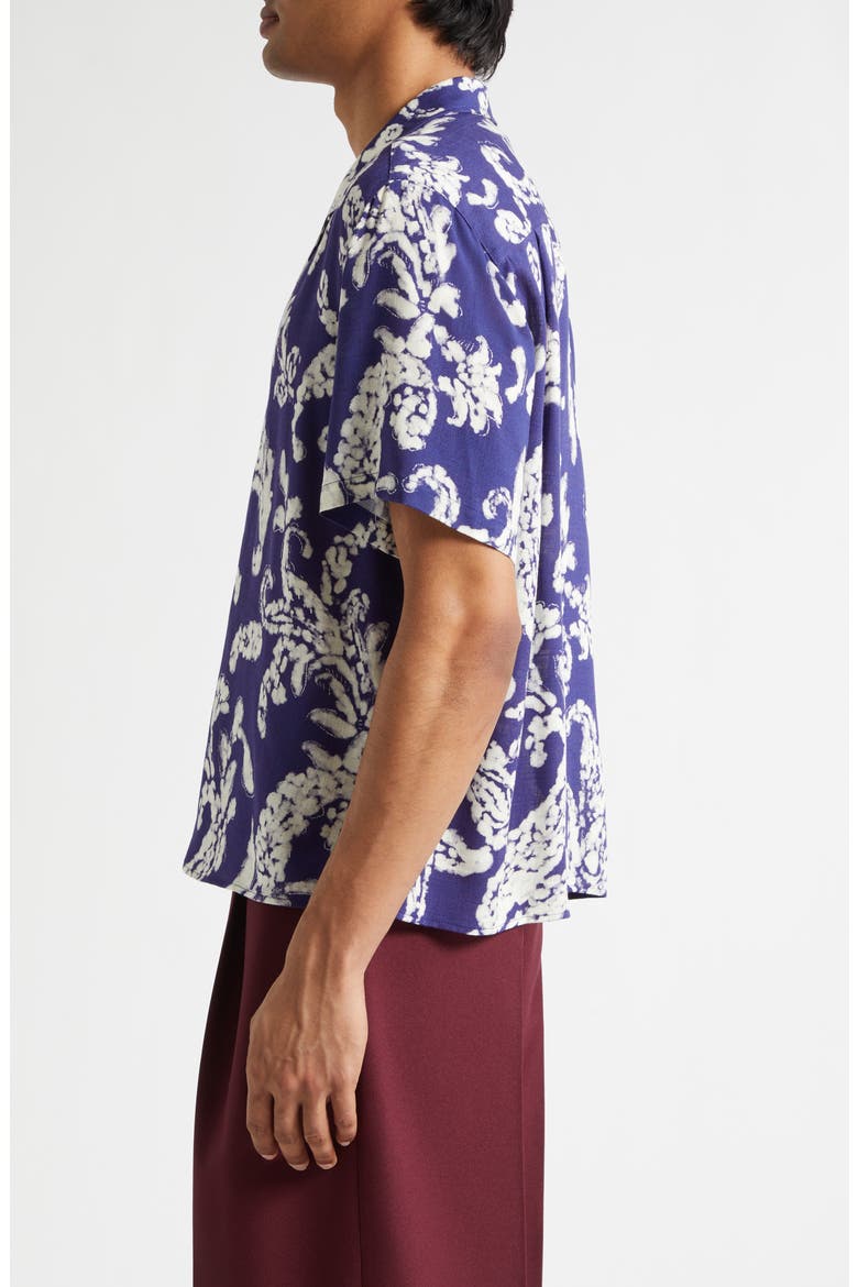 Hell Paisley Print Camp Shirt, Alternate, color, BLUE PAISLEY