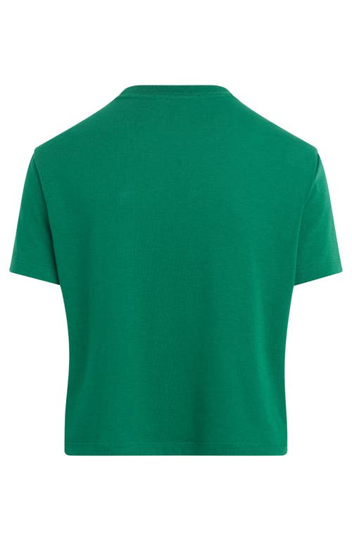 Favorite Daughter Cropped Collegiate Tee In Emerald W/white