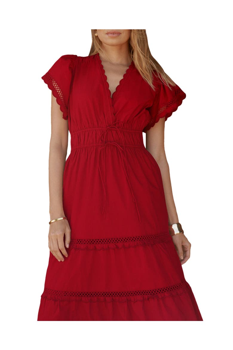 Cotton Ruffle Maxi Dress, Alternate, color, Red