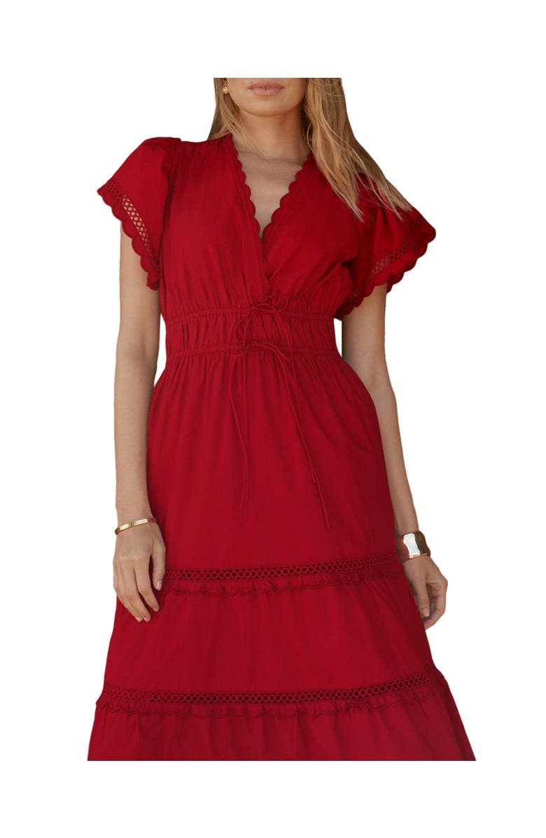 MINT VELVET Cotton Ruffle Maxi Dress, Alternate, color, Red