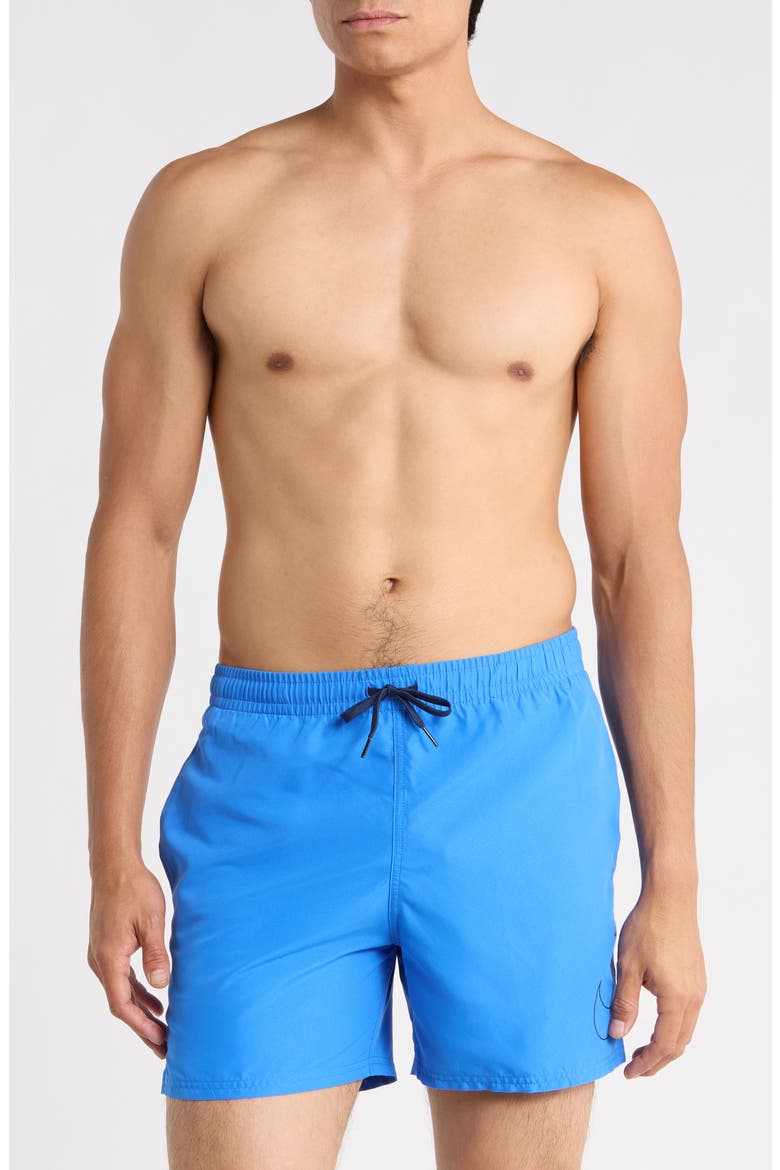 5-Inch Breaker Swoosh Swim Shorts, Main, color, BLUE CRYSTAL