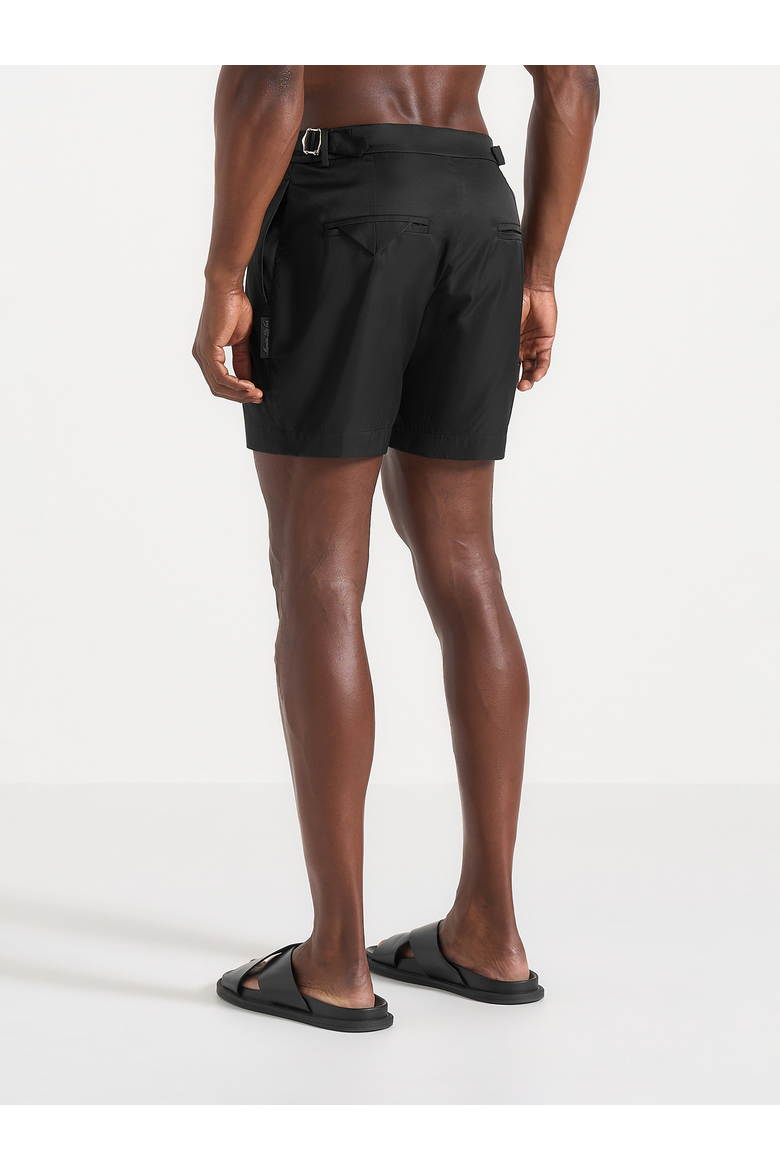 Brian Polished Nylon Swim Shorts, Alternate, color, Black