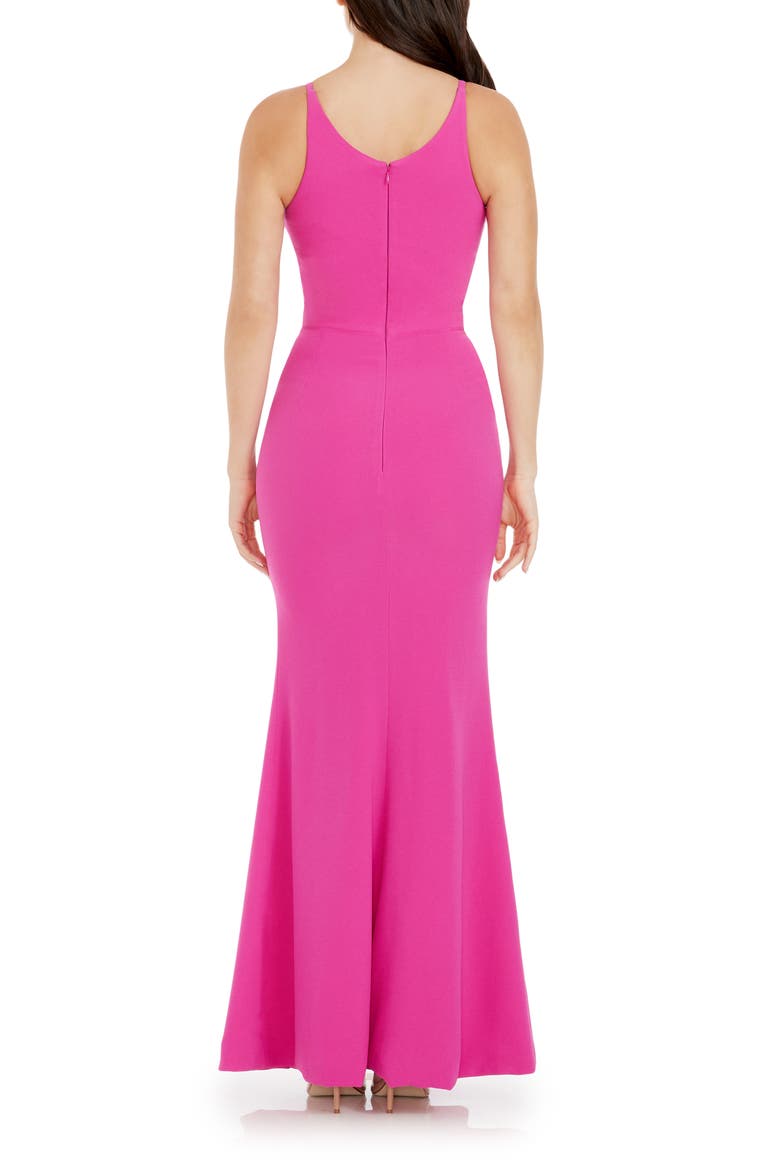 Iris Slit Crepe Gown, Alternate, color, BRIGHT FUCHSIA