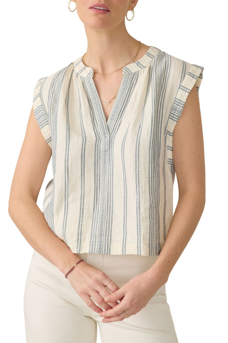 Dune Dylan Organic Cotton Top, Main, color, CREAM TIDAL WAVE DOBBY