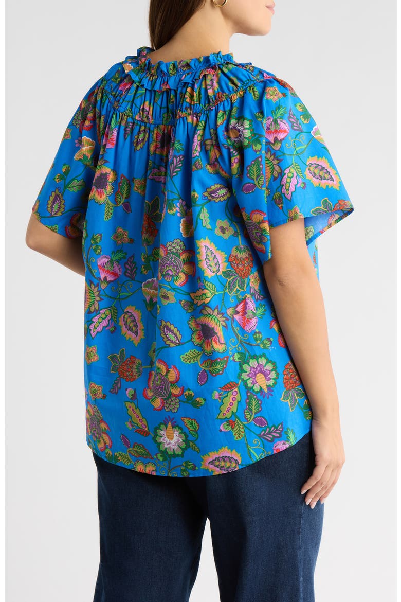 Anabelle Darthy Floral Flutter Sleeve Top, Alternate, color, BLUE-PINK